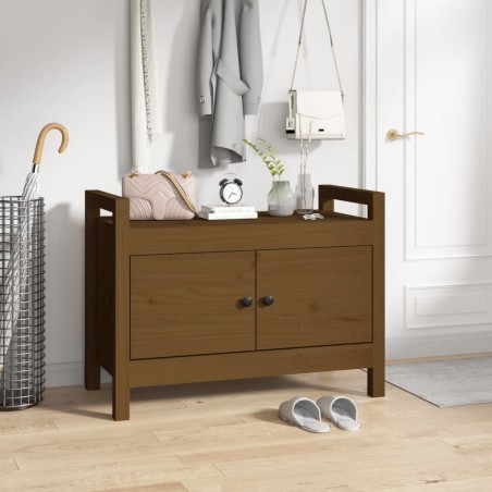 vidaXL Banco de recibidor madera maciza de pino marrón miel 80x40x60cm