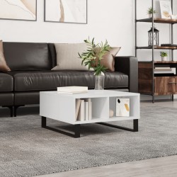 vidaXL Mesa de centro madera de ingeniería blanco brillo 60x60x30 cm