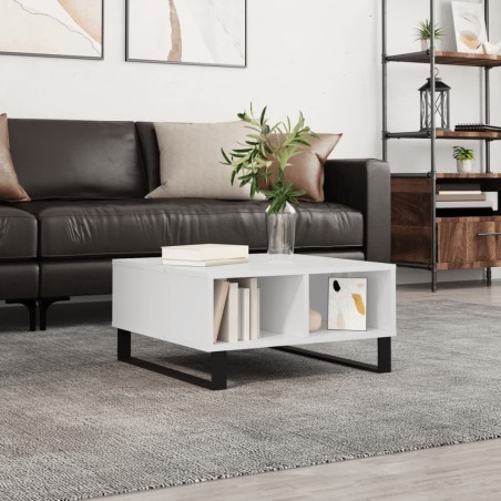 vidaXL Mesa de centro madera de ingeniería blanco brillo 60x60x30 cm