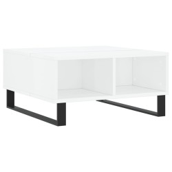 vidaXL Mesa de centro madera de ingeniería blanco brillo 60x60x30 cm