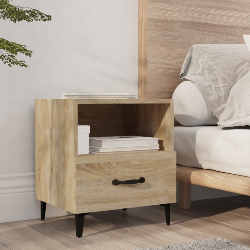 vidaXL Mesita de noche madera contrachapada color roble Sonoma vidaXL Mesita de noche madera contrachapada color roble Sonoma