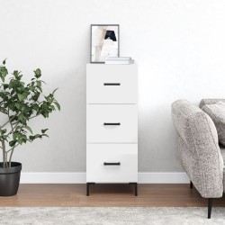 vidaXL Aparador de madera contrachapada blanco brillante 34,5x34x90 cm
