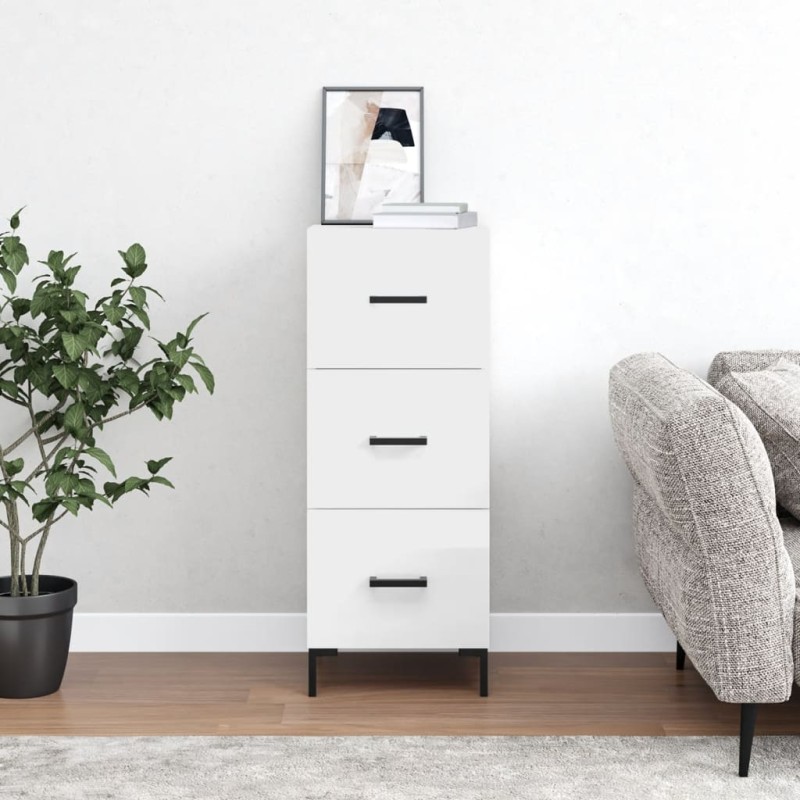 vidaXL Aparador de madera contrachapada blanco brillante 34,5x34x90 cm vidaXL Aparador de madera contrachapada blanco brillante 34,5x34x90 cm