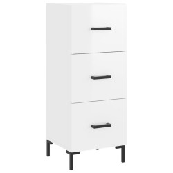 vidaXL Aparador de madera contrachapada blanco brillante 34,5x34x90 cm