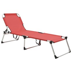 vidaXL Tumbona plegable alta para mayores aluminio rojo