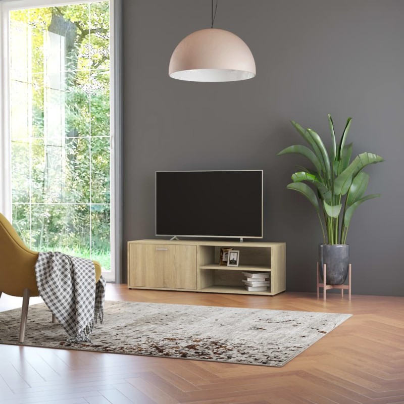 vidaXL Mueble de TV madera contrachapada color roble 120x34x37 cm vidaXL Mueble de TV madera contrachapada color roble 120x34x37 cm