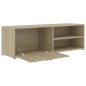 vidaXL Mueble de TV madera contrachapada color roble 120x34x37 cm vidaXL Mueble de TV madera contrachapada color roble 120x34x37 cm