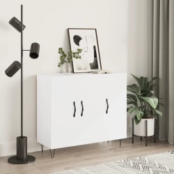 vidaXL Aparador de madera de ingeniería blanco brillo 90x34x80 cm