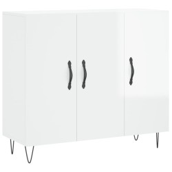 vidaXL Aparador de madera de ingeniería blanco brillo 90x34x80 cm