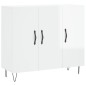vidaXL Aparador de madera de ingeniería blanco brillo 90x34x80 cm vidaXL Aparador de madera de ingeniería blanco brillo 90x34x80 cm