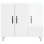 vidaXL Aparador de madera de ingeniería blanco brillo 90x34x80 cm vidaXL Aparador de madera de ingeniería blanco brillo 90x34x80 cm