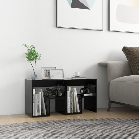 vidaXL Mesitas de noche 2 uds madera contrachapada negro 40x30x40 cm