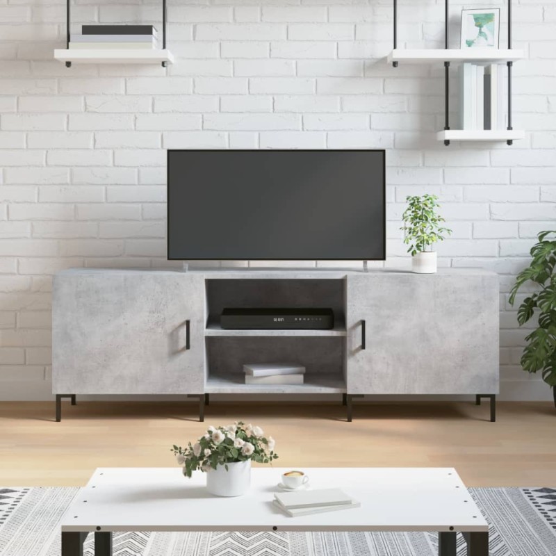 vidaXL Mueble de TV madera de ingeniería gris hormigón 150x30x50 cm vidaXL Mueble de TV madera de ingeniería gris hormigón 150x30x50 cm