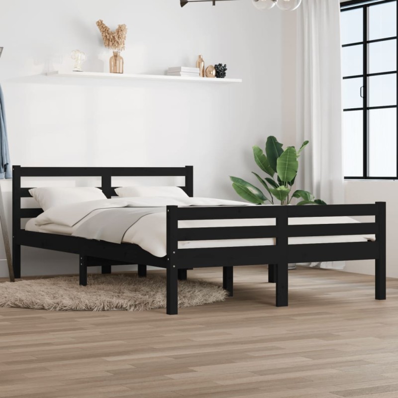 vidaXL Estructura de cama madera maciza negro 120x200 cm vidaXL Estructura de cama madera maciza negro 120x200 cm