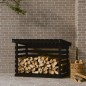 vidaXL Leñero de madera maciza de pino negro 108x73x79 cm vidaXL Leñero de madera maciza de pino negro 108x73x79 cm