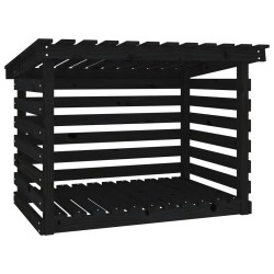 vidaXL Leñero de madera maciza de pino negro 108x73x79 cm