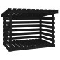 vidaXL Leñero de madera maciza de pino negro 108x73x79 cm vidaXL Leñero de madera maciza de pino negro 108x73x79 cm