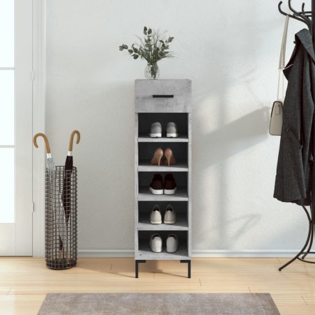 vidaXL Zapatero madera de ingeniería gris hormigón 30x35x105 cm