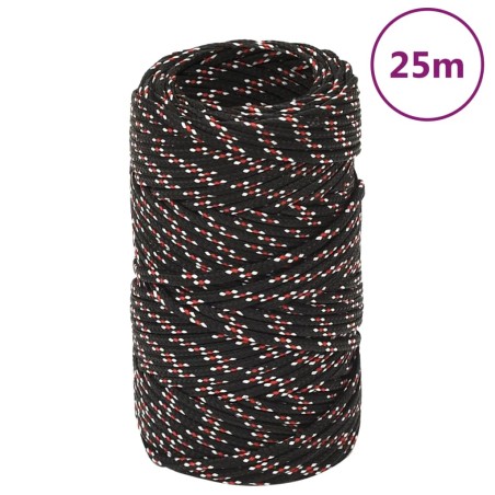 vidaXL Cuerda de barco polipropileno negra 2 mm 25 m