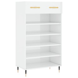 vidaXL Mueble zapatero madera contrachapada blanco brillo 60x35x105 cm