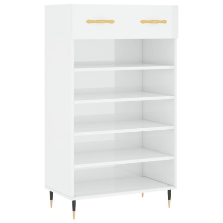 vidaXL Mueble zapatero madera contrachapada blanco brillo 60x35x105 cm