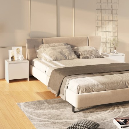 vidaXL Mesitas de noche 2 uds madera ingeniería blanco brillo