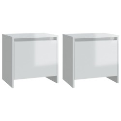 vidaXL Mesitas de noche 2 uds madera ingeniería blanco brillo