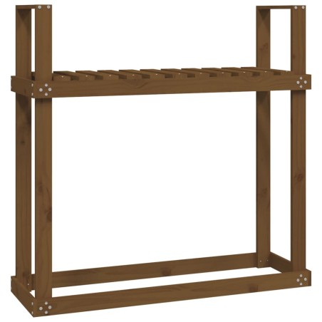 vidaXL Leñero de madera maciza pino marrón miel 110x35x108,5 cm