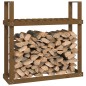 vidaXL Leñero de madera maciza pino marrón miel 110x35x108,5 cm