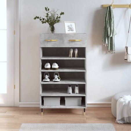 vidaXL Zapatero madera de ingeniería gris hormigón 60x35x105 cm