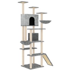 vidaXL Rascador para gatos con postes de sisal gris claro 191 cm