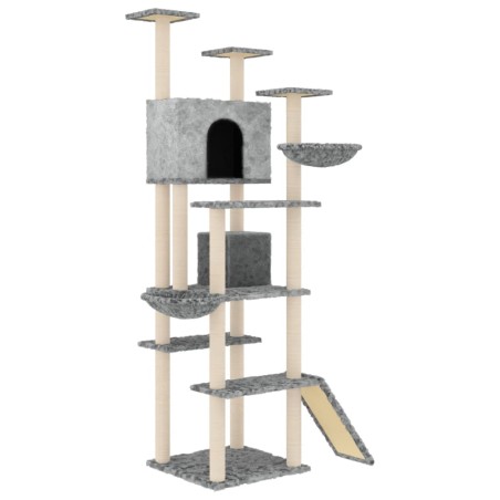 vidaXL Rascador para gatos con postes de sisal gris claro 191 cm