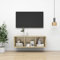 vidaXL Mueble de pared para TV madera contrachapada roble 37x37x72 cm
