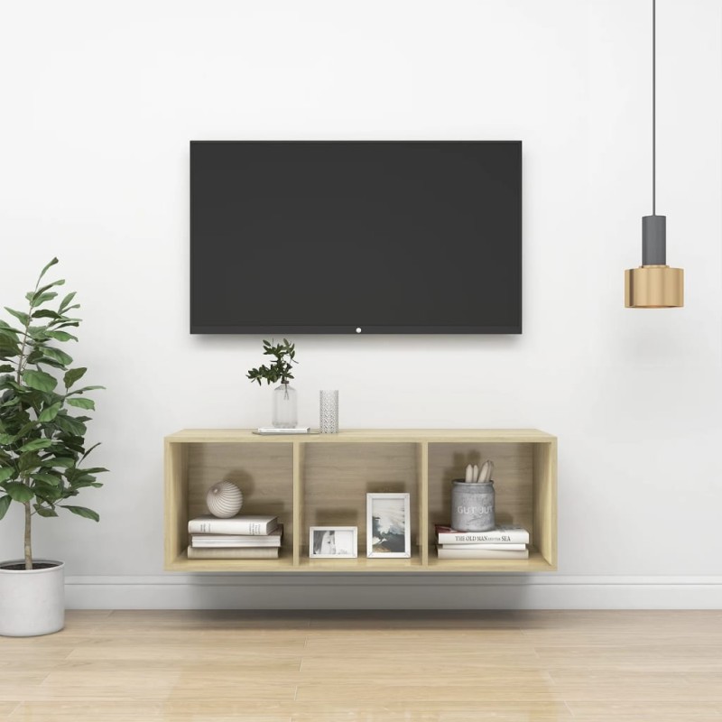 vidaXL Mueble de pared para TV madera contrachapada roble 37x37x72 cm vidaXL Mueble de pared para TV madera contrachapada roble 37x37x72 cm