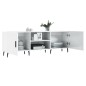 vidaXL Mueble de TV madera de ingeniería blanco brillante 150x30x50 cm vidaXL Mueble de TV madera de ingeniería blanco brillante 150x30x50 cm