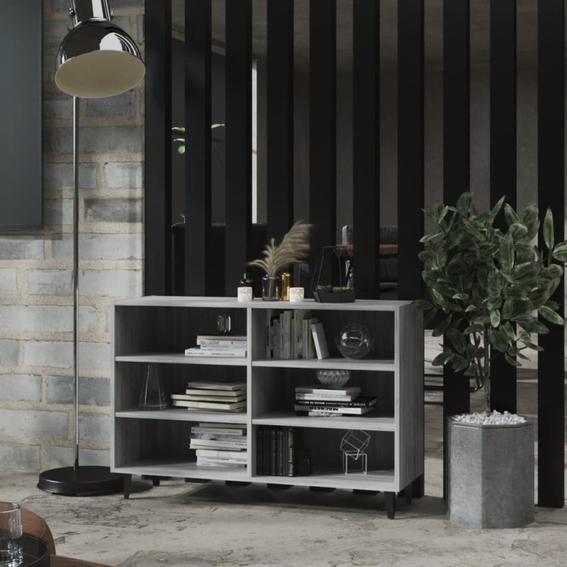 vidaXL Aparador de madera de ingeniería gris Sonoma 103,5x35x70 cm