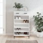 vidaXL Mueble zapatero madera contrachapada blanco brillo 60x35x105 cm vidaXL Mueble zapatero madera contrachapada blanco brillo 60x35x105 cm