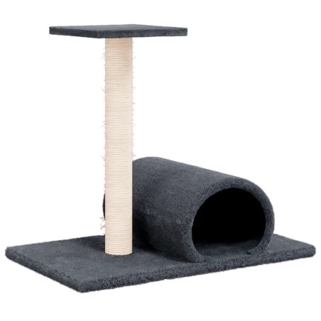 vidaXL Poste rascador para gatos con túnel gris oscuro 60x34,5x50 cm