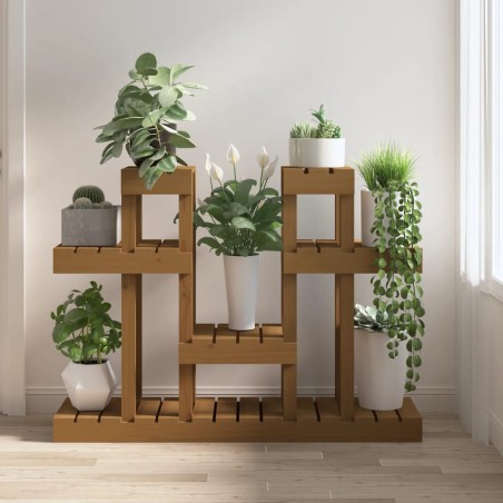 vidaXL Soporte para plantas madera maciza pino miel 104,5x25x77,5 cm