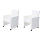 vidaXL Sillas de comedor 2 unidades cuero sintético blanco