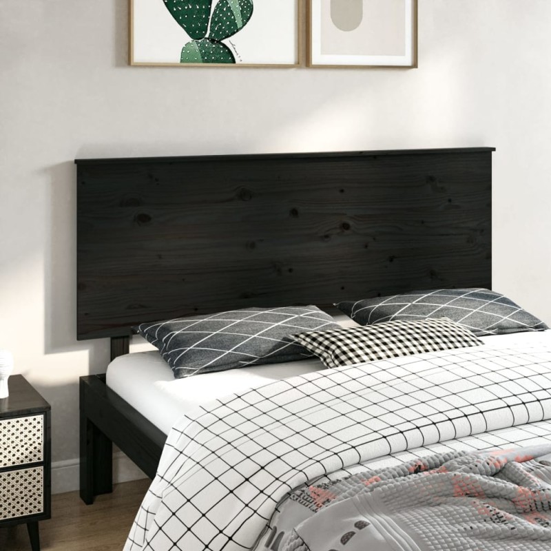 vidaXL Cabecero de cama madera maciza de pino negro 164x6x82,5 cm vidaXL Cabecero de cama madera maciza de pino negro 164x6x82,5 cm