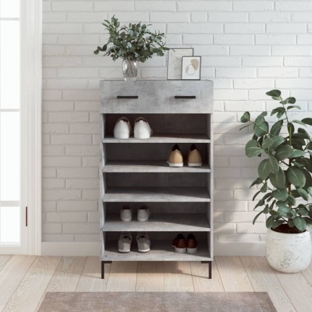 vidaXL Zapatero madera de ingeniería gris hormigón 60x35x105 cm