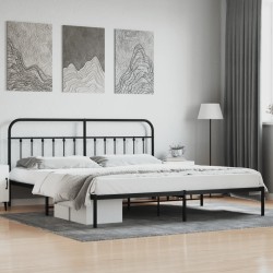 vidaXL Estructura de cama con cabecero metal negro 200x200 cm