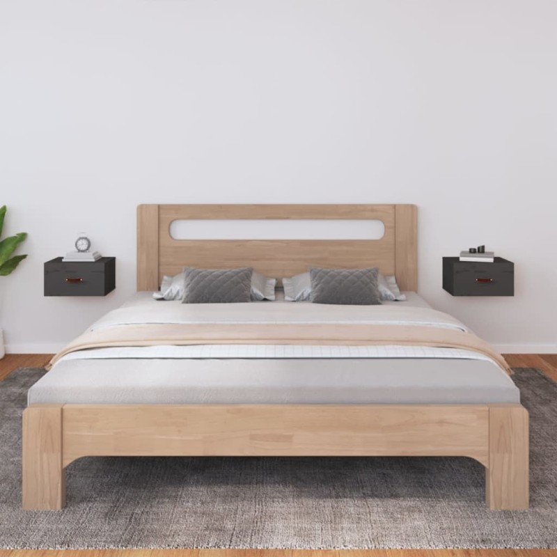 vidaXL Mesita de noche de pared 2 uds gris 40x29,5x22 cm vidaXL Mesita de noche de pared 2 uds gris 40x29,5x22 cm
