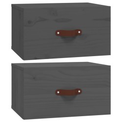 vidaXL Mesita de noche de pared 2 uds gris 40x29,5x22 cm