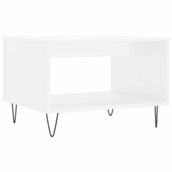 vidaXL Mesa de centro madera de ingeniería blanco brillo 60x50x40 cm
