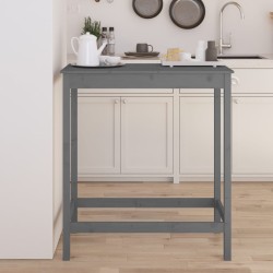 vidaXL Mesa alta de bar de madera maciza de pino gris 100x50x110 cm