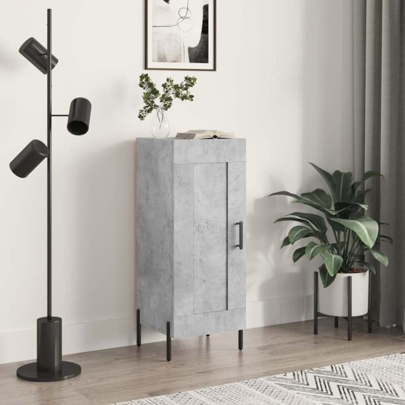 vidaXL Aparador de madera contrachapada gris hormigón 34,5x34x90 cm