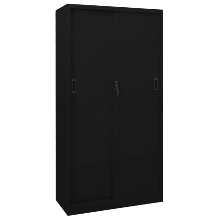 vidaXL Armario de oficina con puerta corredera acero negro 90x40x180cm