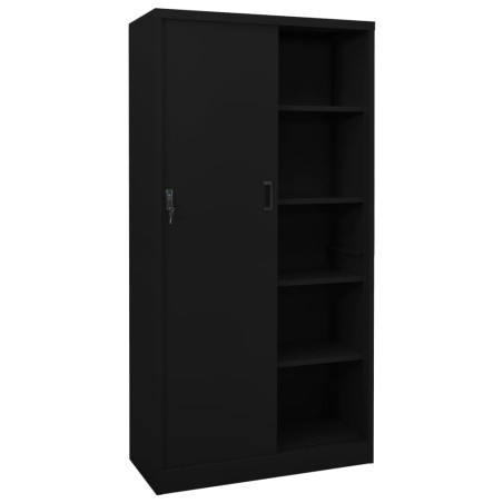 vidaXL Armario de oficina con puerta corredera acero negro 90x40x180cm
